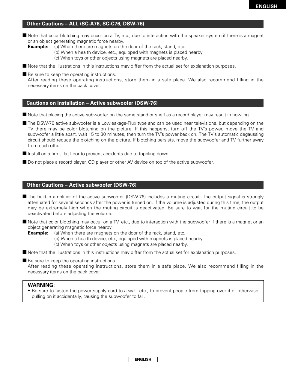 Denon SYS-76HT User Manual | Page 9 / 79