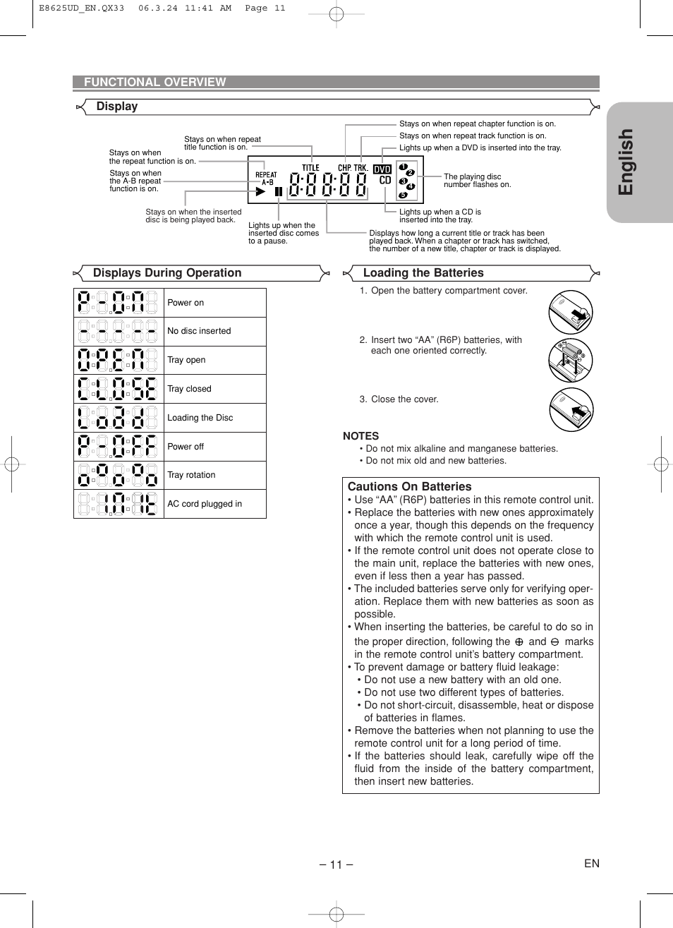 English | Denon DVM-1835 User Manual | Page 11 / 32