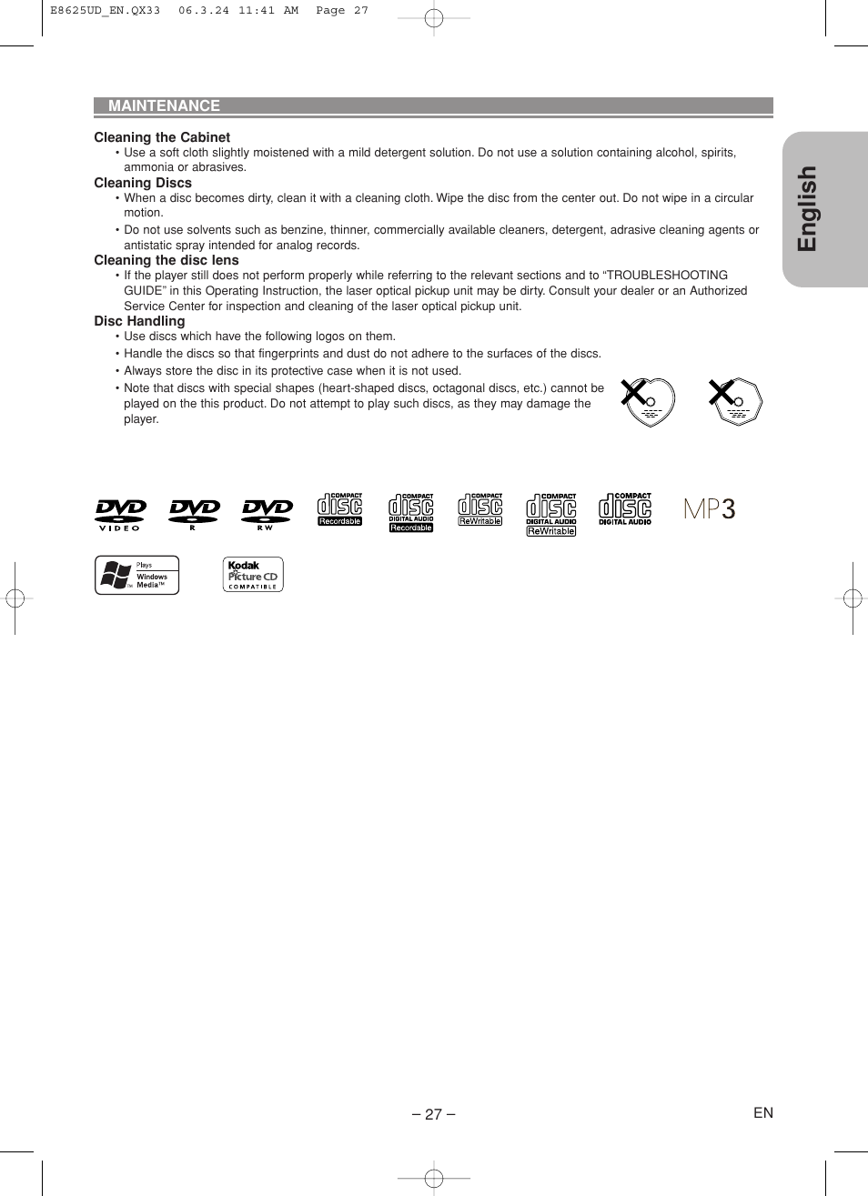 English | Denon DVM-1835 User Manual | Page 27 / 32