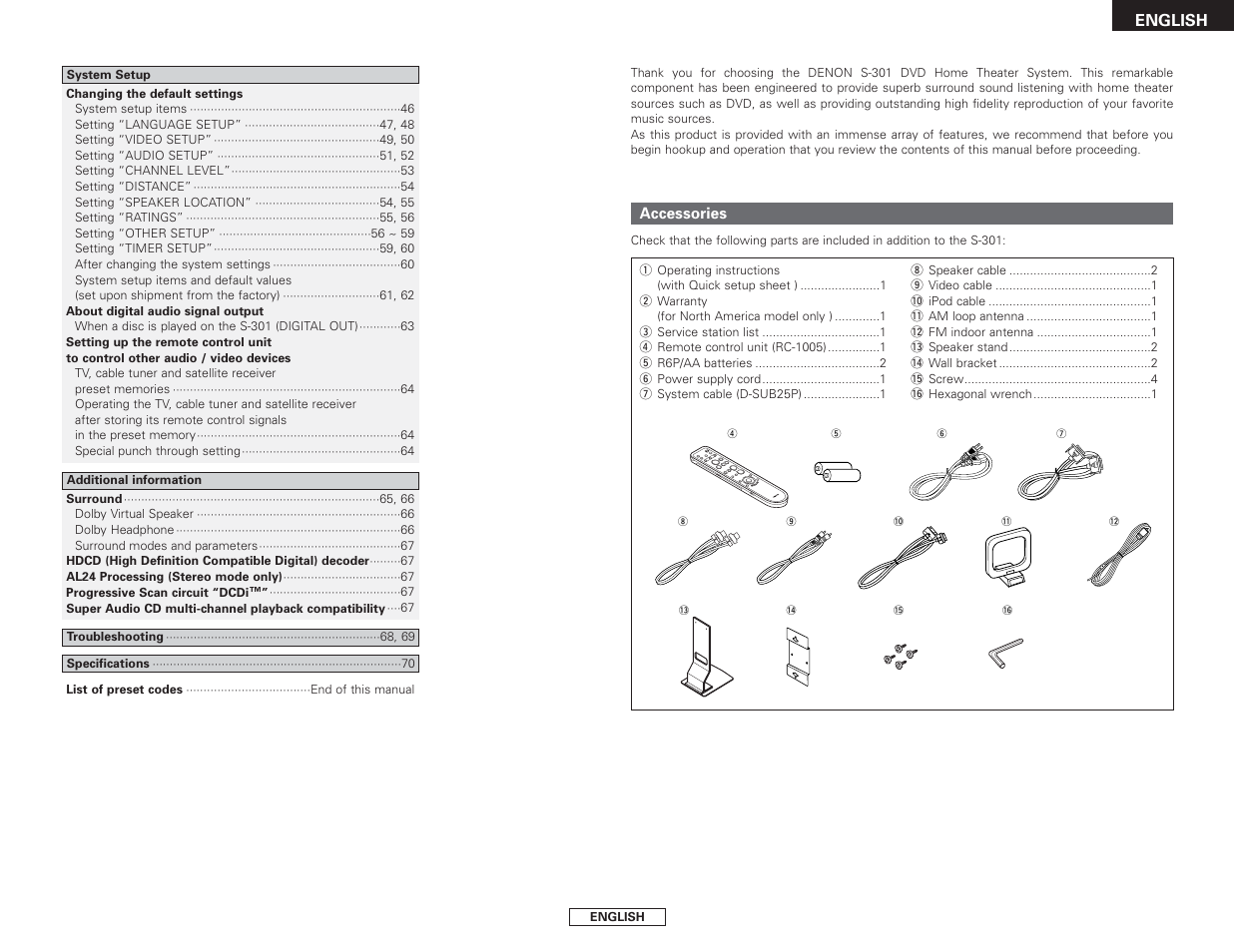 Denon S-301 User Manual | Page 5 / 148