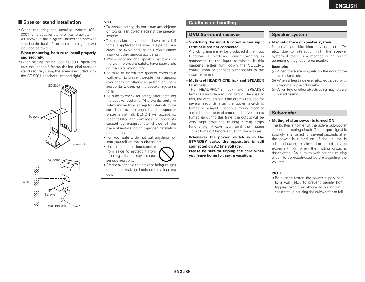 Denon S-301 User Manual | Page 7 / 148