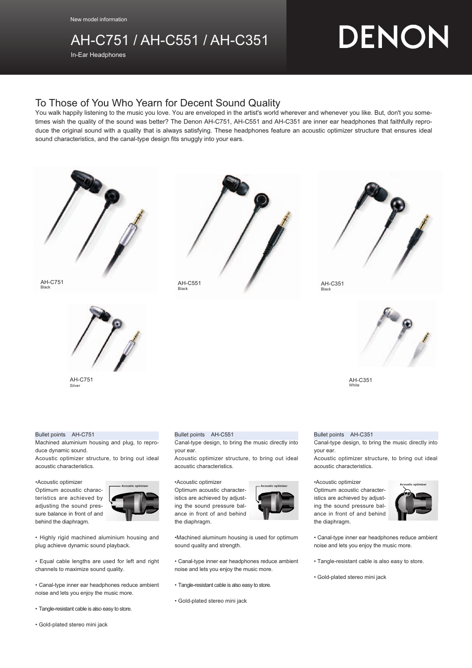 Denon AH-C551 User Manual | 2 pages