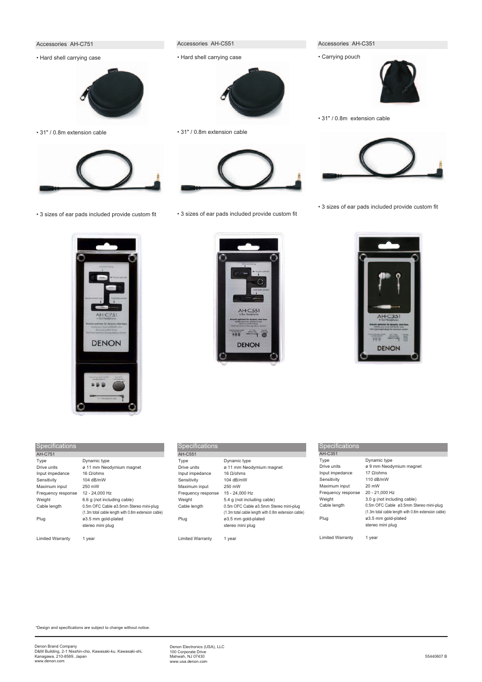 Denon AH-C551 User Manual | Page 2 / 2