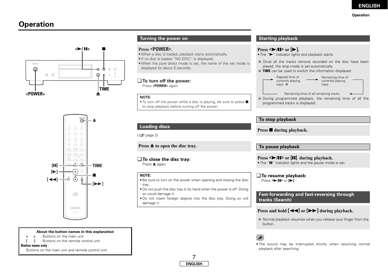 Operation | Denon DCD-700AE User Manual | Page 11 / 104