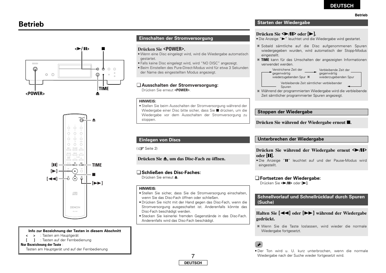 Betrieb | Denon DCD-700AE User Manual | Page 25 / 104