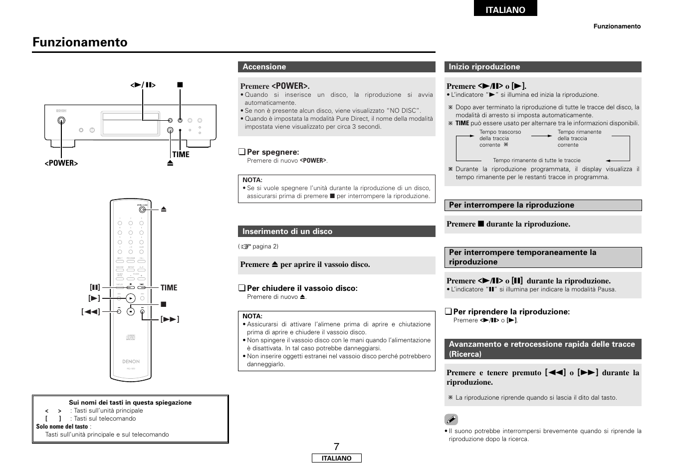 Funzionamento | Denon DCD-700AE User Manual | Page 53 / 104