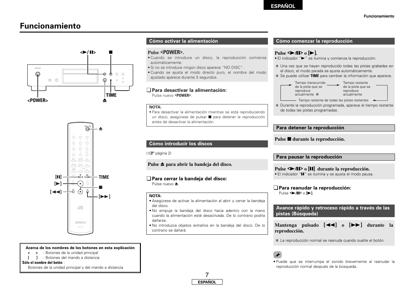 Funcionamiento | Denon DCD-700AE User Manual | Page 67 / 104