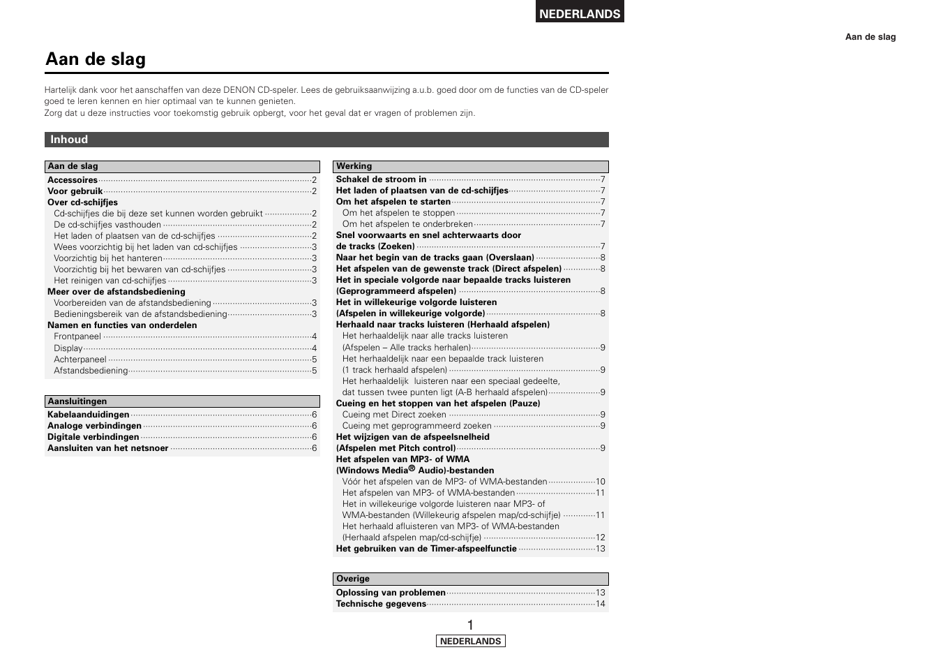 Aan de slag | Denon DCD-700AE User Manual | Page 75 / 104