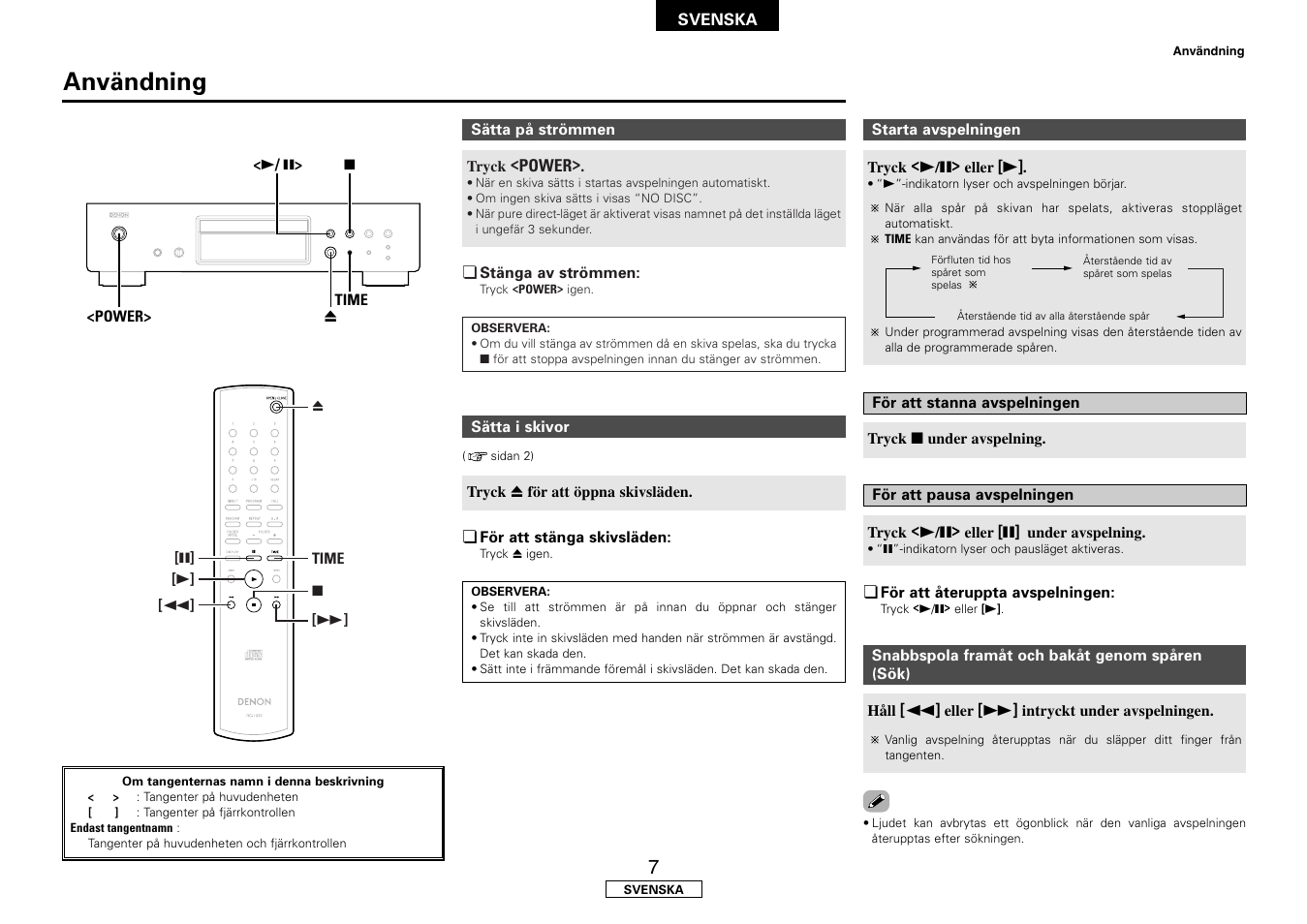 Användning | Denon DCD-700AE User Manual | Page 95 / 104