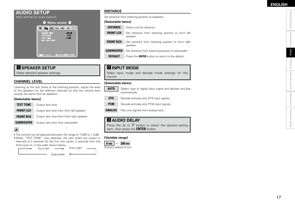 Audio setup | Denon S-102 User Manual | Page 21 / 48