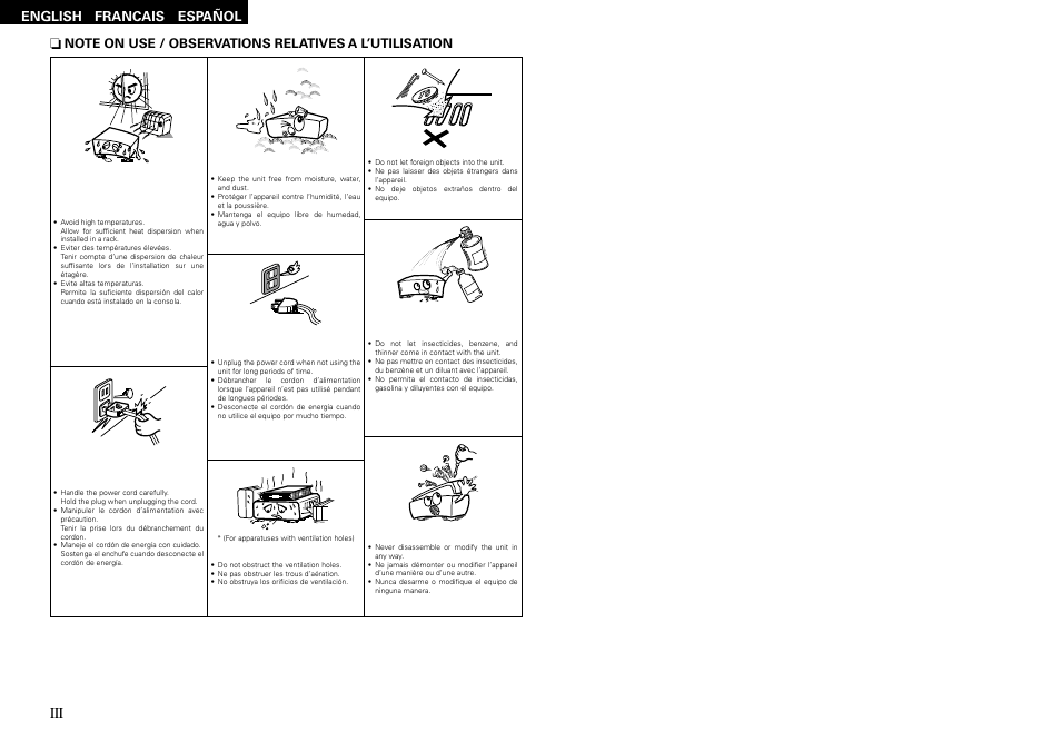 Español english francais | Denon S-102 User Manual | Page 4 / 48