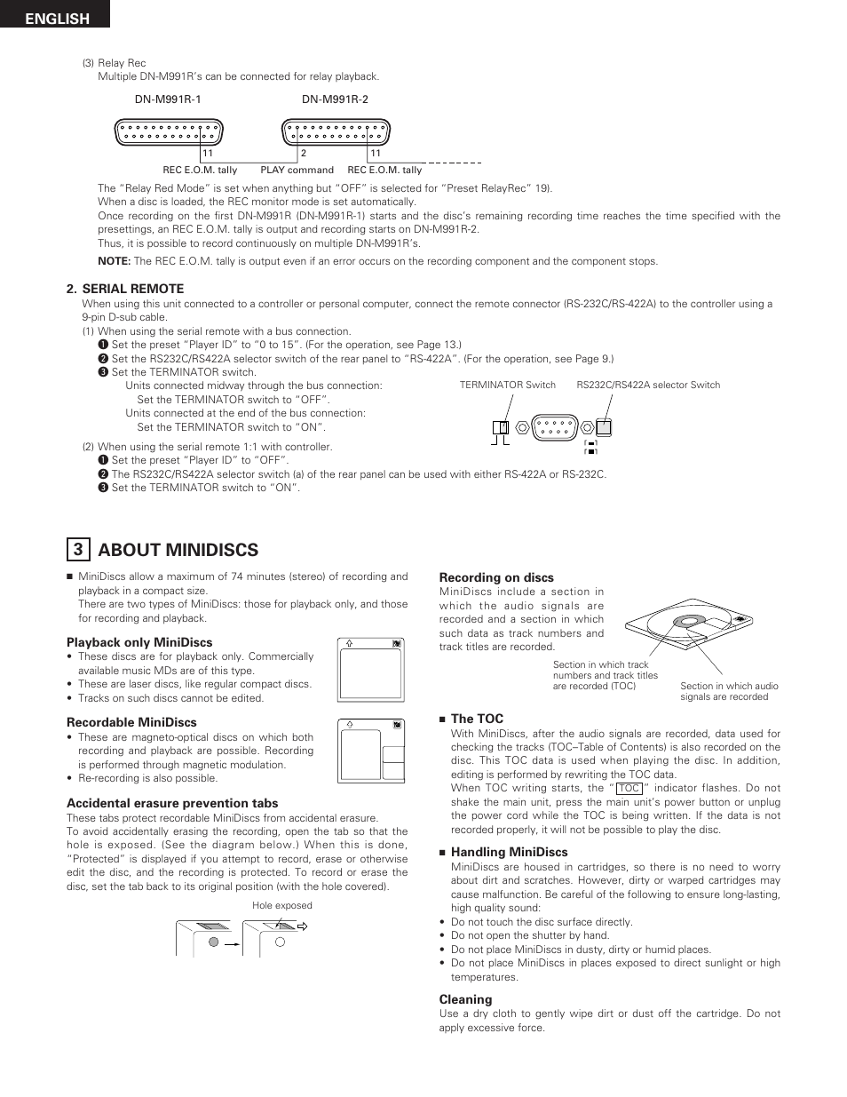 About minidiscs, English | Denon DN-M991R User Manual | Page 12 / 41