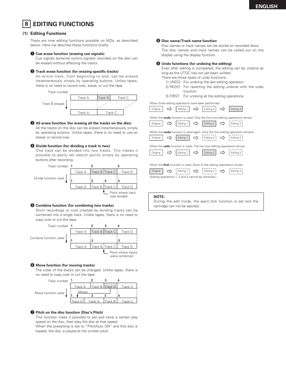 Editing functions, English | Denon DN-M991R User Manual | Page 29 / 41