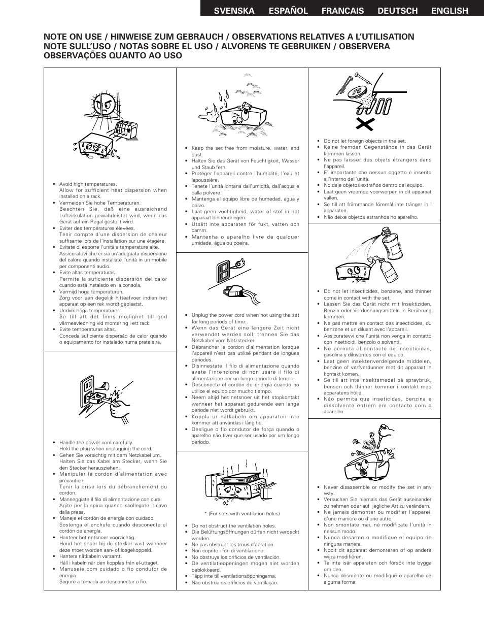 English deutsch francais español svenska | Denon DN-M991R User Manual | Page 4 / 41