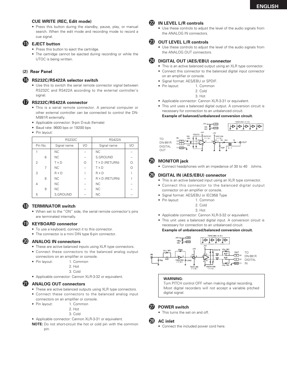 English | Denon DN-M991R User Manual | Page 9 / 41