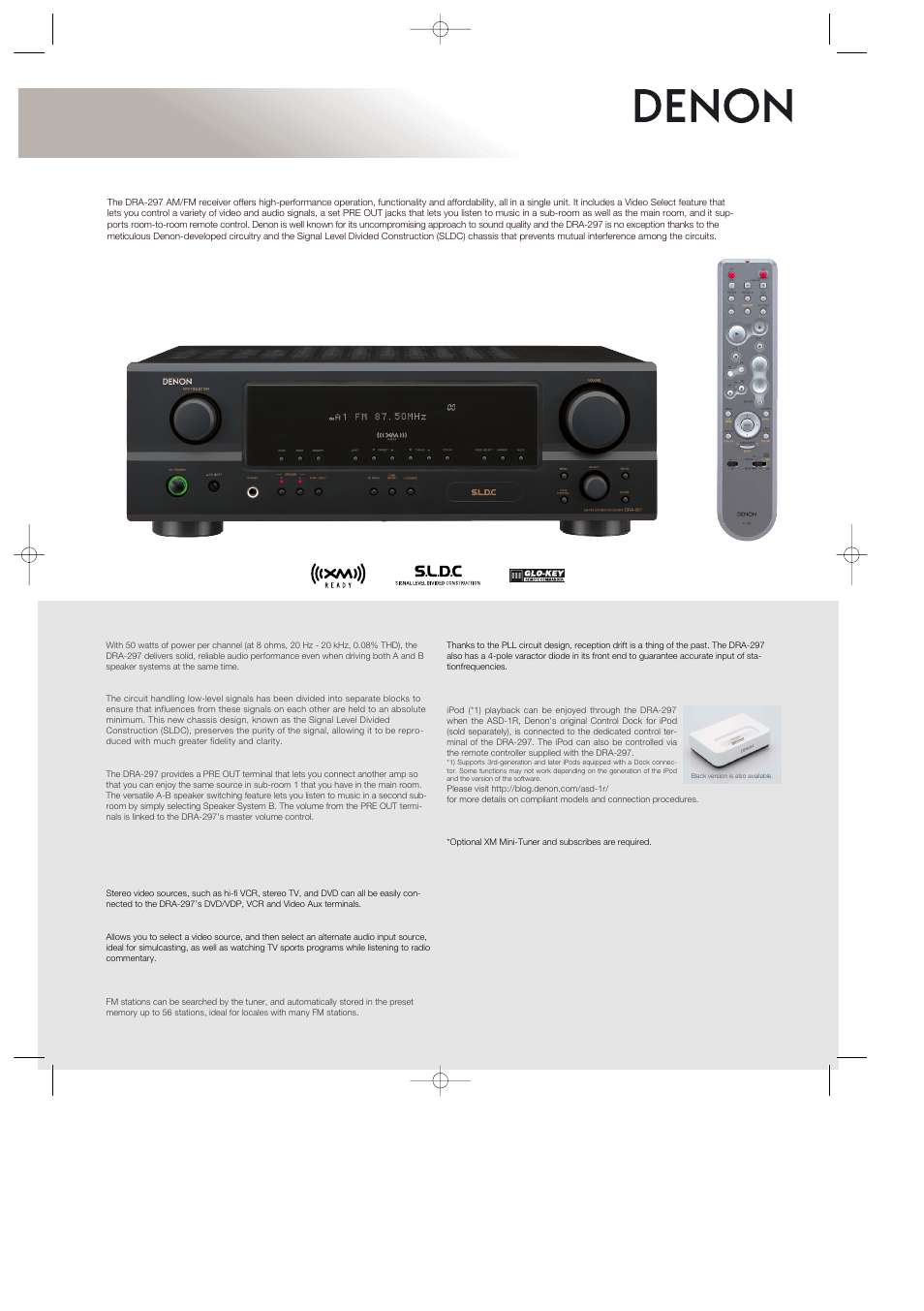 Denon DRA-297 User Manual | 2 pages