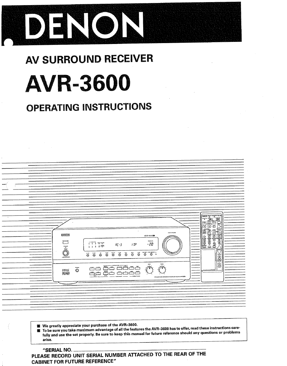 Denon AVR-3600 User Manual | 36 pages