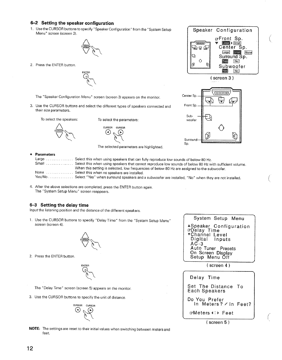2 setting the speaker configuration, Parameters | Denon AVR-3600 User Manual | Page 12 / 36