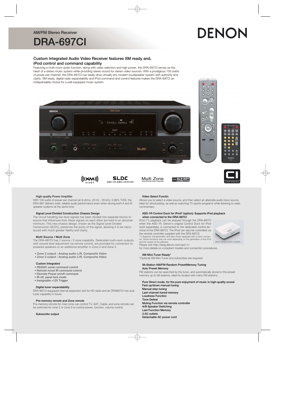 Denon DRA-697CI User Manual | 2 pages