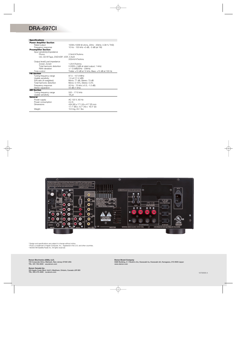 Dra-697ci | Denon DRA-697CI User Manual | Page 2 / 2