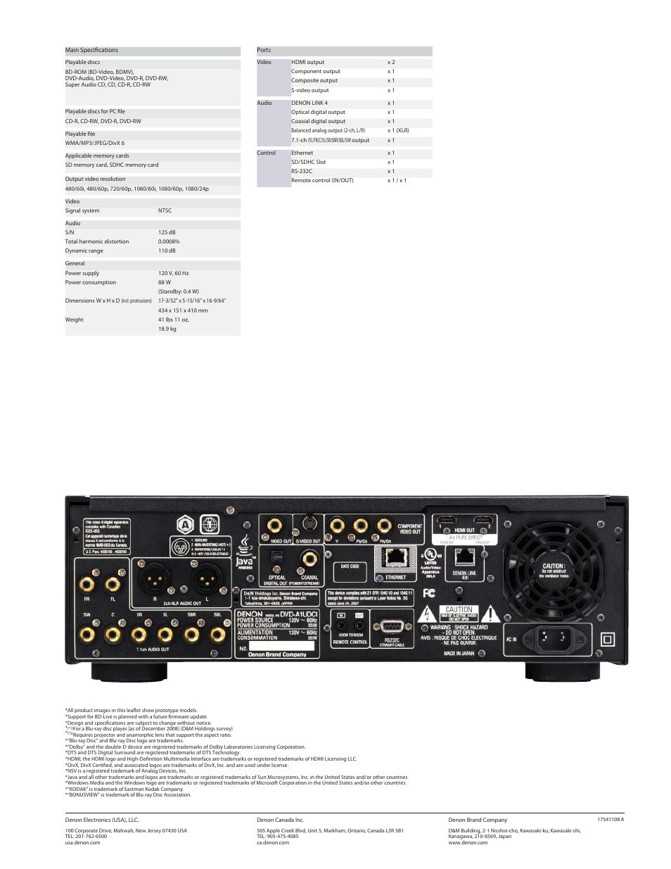 Denon DVD-A1UDCI User Manual | Page 2 / 2