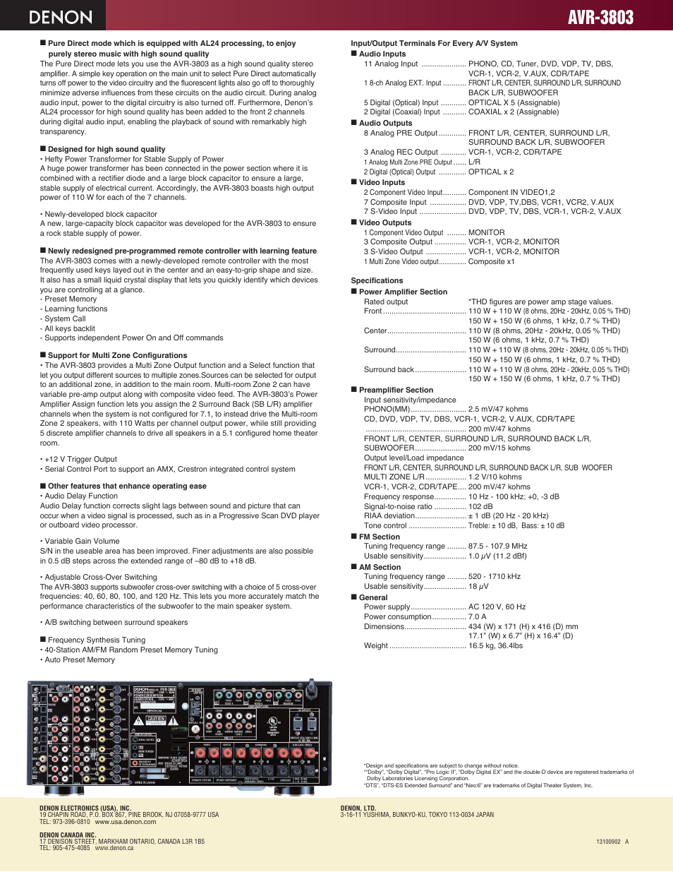 Avr-3803 | Denon AVR-3803 User Manual | Page 2 / 2