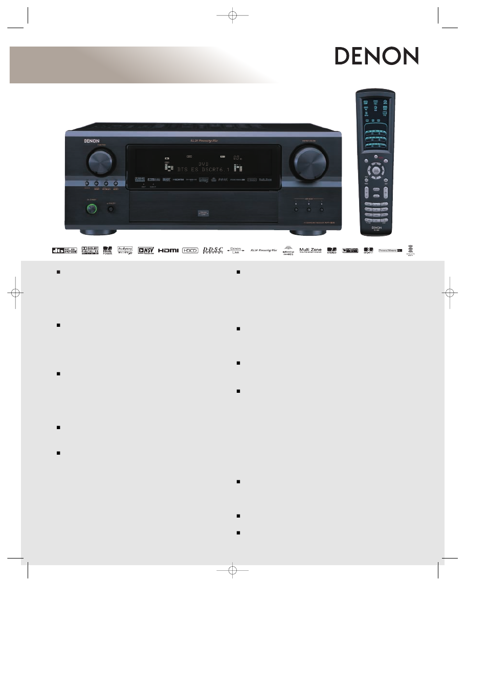 Denon DDSC-DIGITAL AVR-3806 User Manual | 2 pages