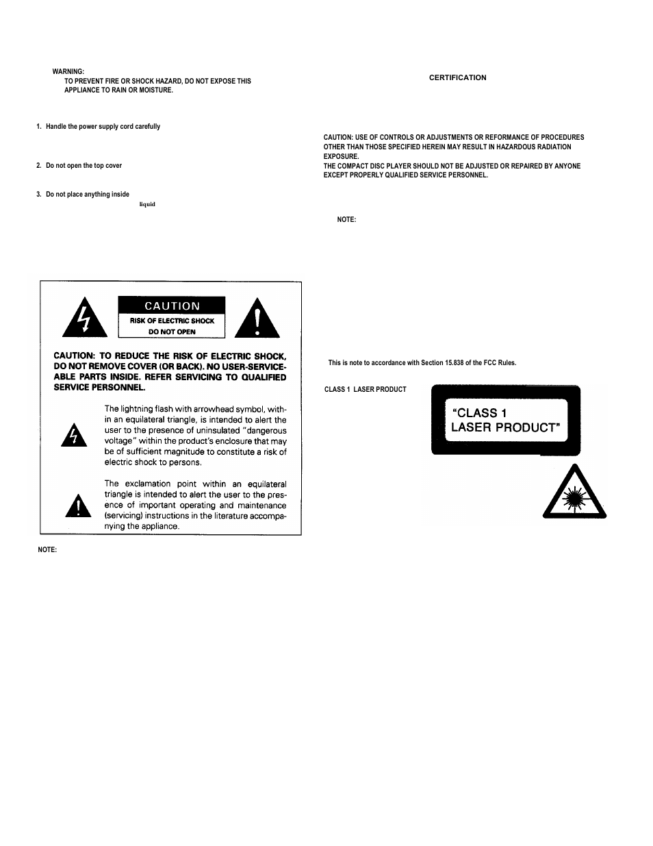 Important to safety caution, Labels | Denon DN-C680 User Manual | Page 2 / 26