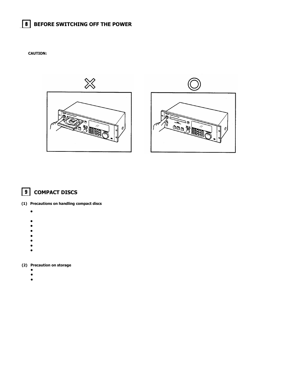 Before switching off the power, Compact discs | Denon DN-C680 User Manual | Page 25 / 26