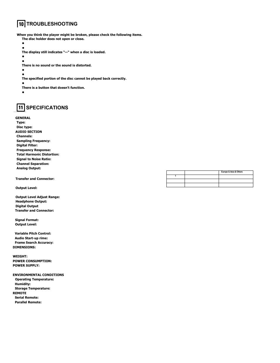 Troubleshooting, Specifications | Denon DN-C680 User Manual | Page 26 / 26