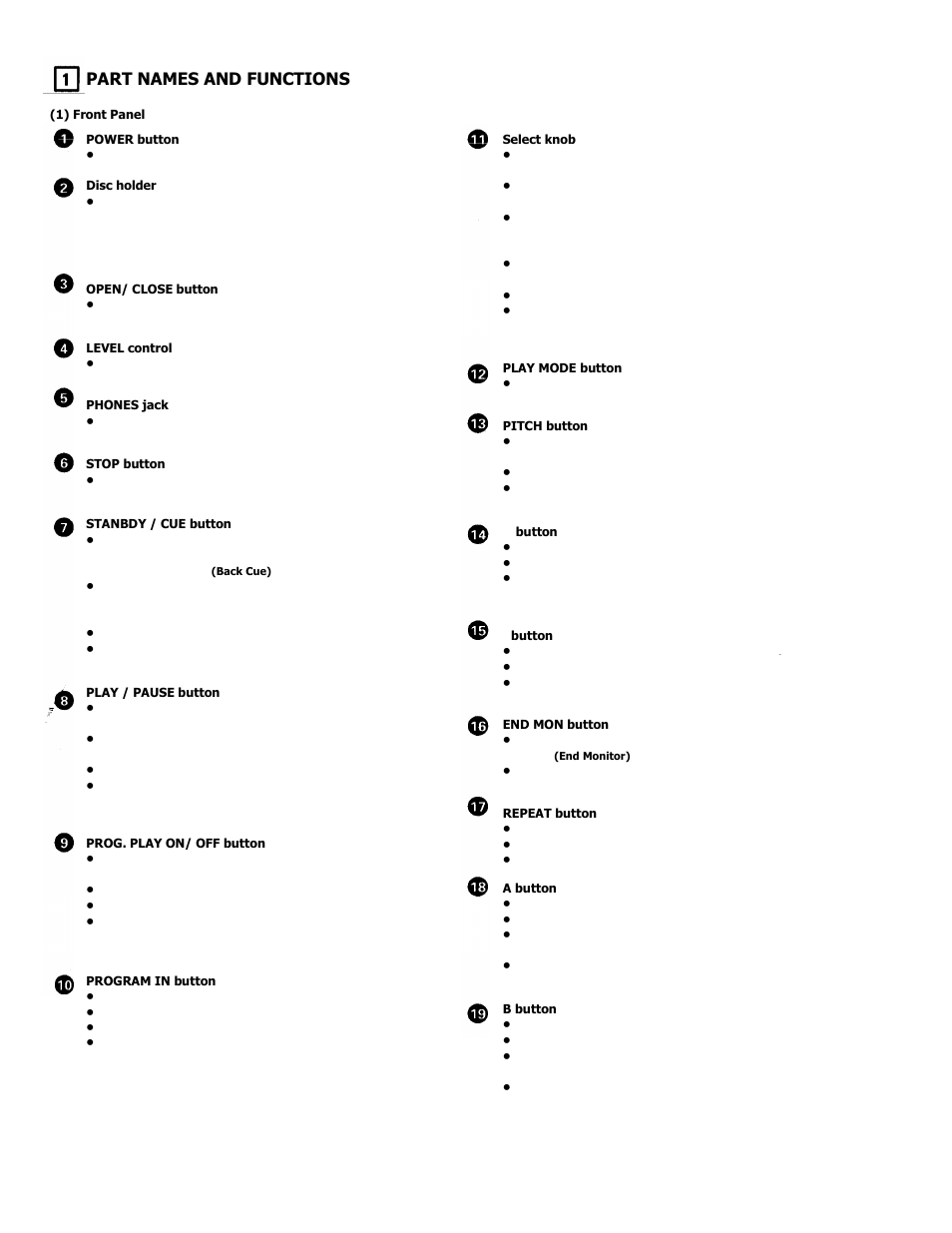 Part names and functions | Denon DN-C680 User Manual | Page 8 / 26