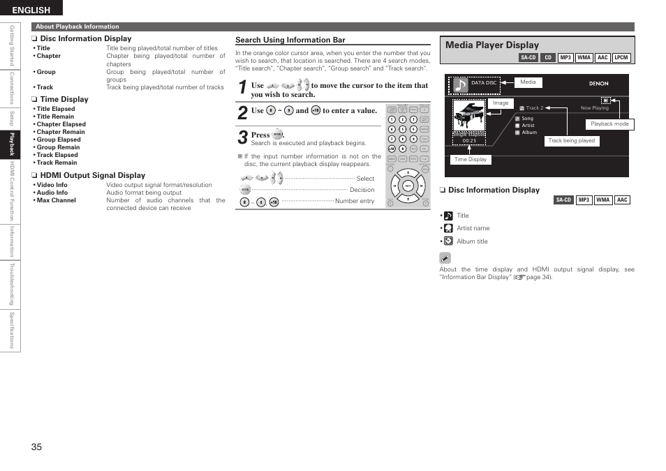 Media player display | Denon DBP 4010UDCI User Manual | Page 38 / 69