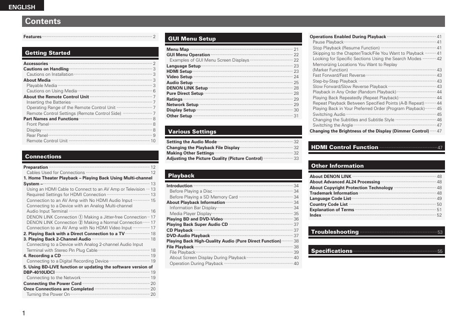 Denon DBP 4010UDCI User Manual | Page 4 / 69