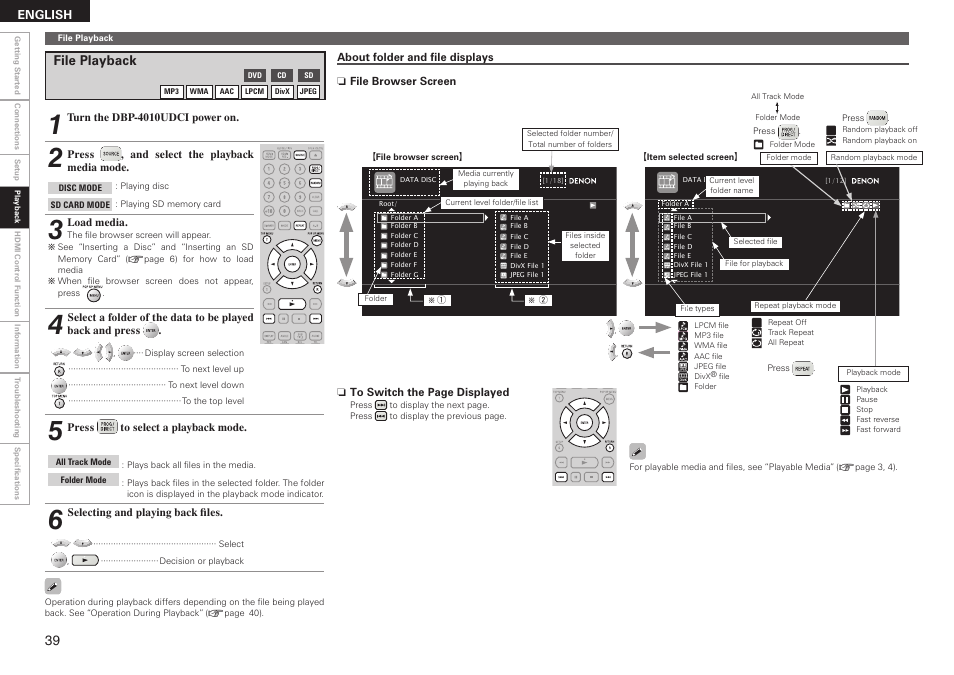 File playback | Denon DBP 4010UDCI User Manual | Page 42 / 69