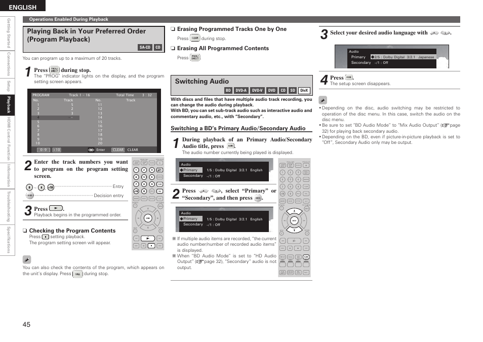 Switching audio | Denon DBP 4010UDCI User Manual | Page 48 / 69