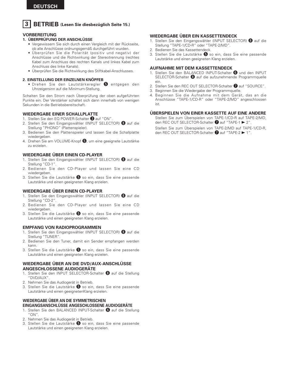 3 betrieb | Denon PMA-SA1 User Manual | Page 20 / 76