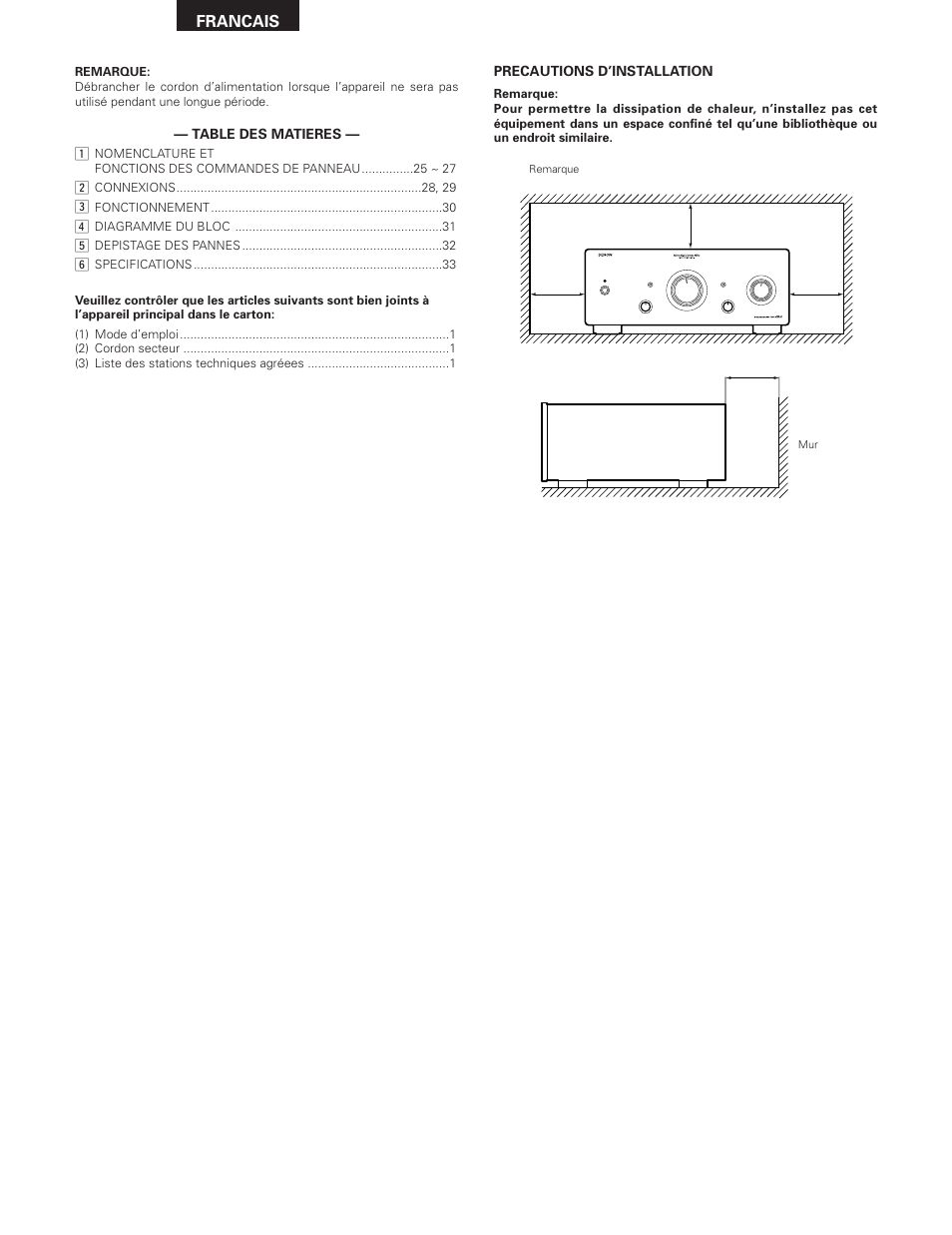 Francais | Denon PMA-SA1 User Manual | Page 24 / 76