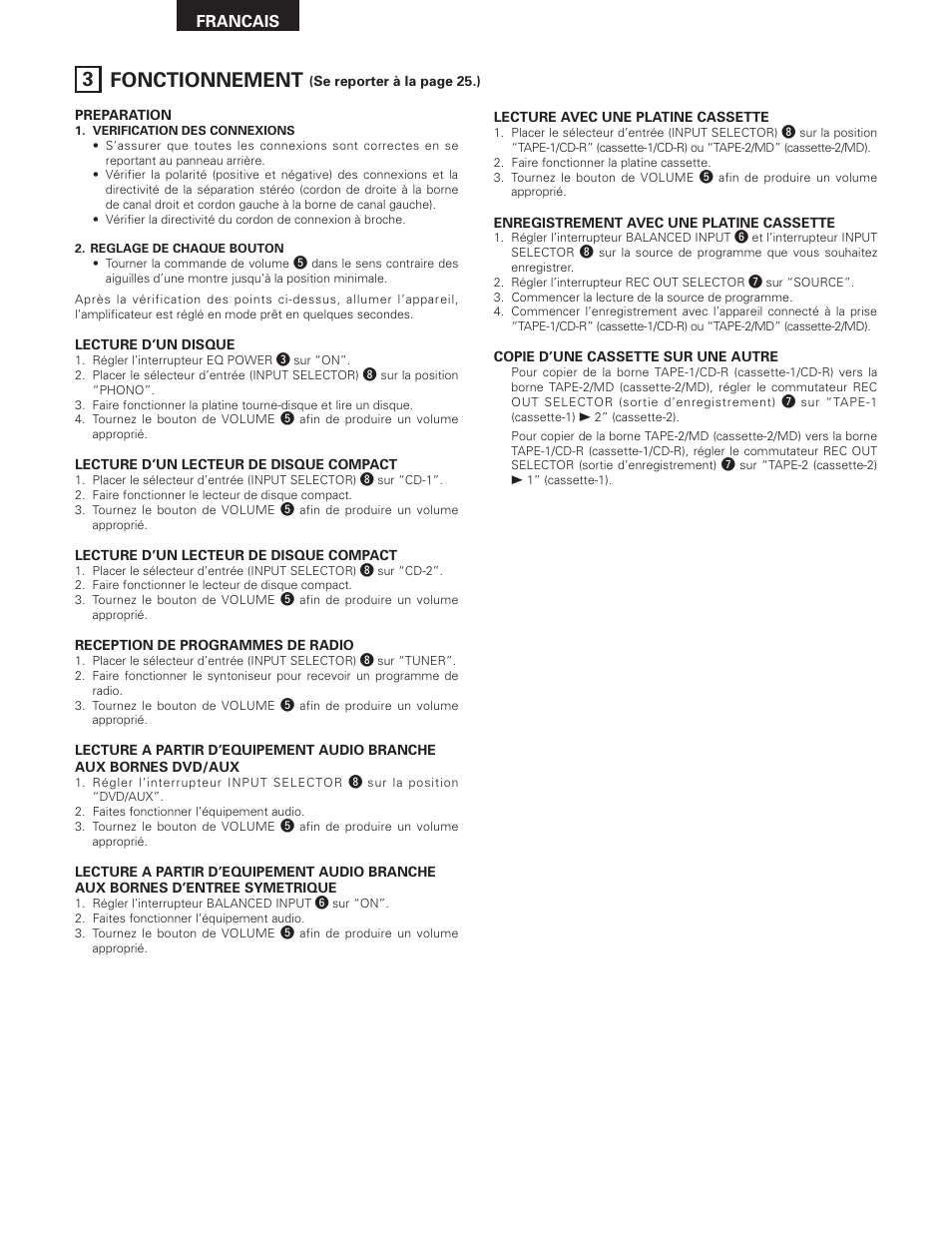 3 fonctionnement | Denon PMA-SA1 User Manual | Page 30 / 76