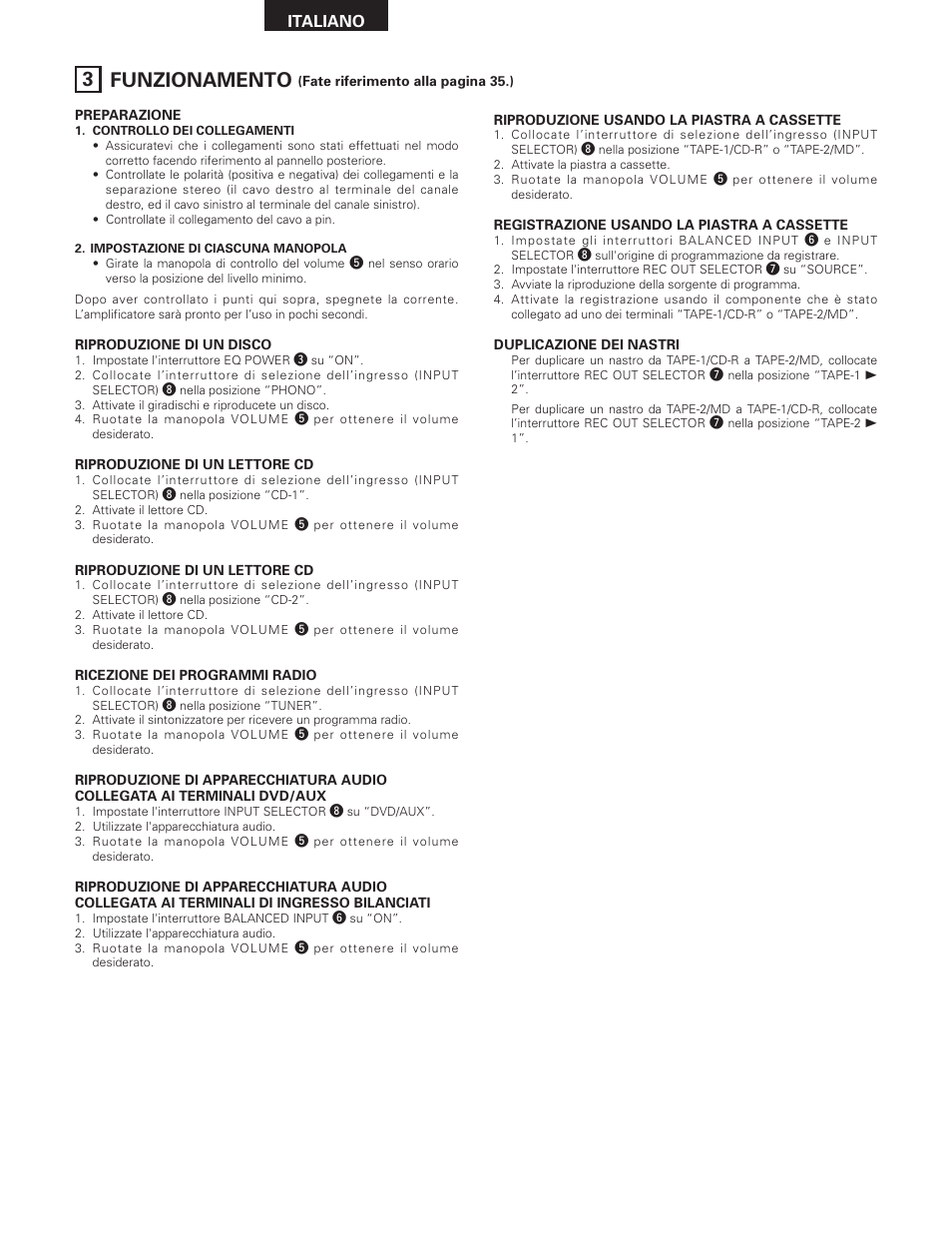 3 funzionamento | Denon PMA-SA1 User Manual | Page 40 / 76