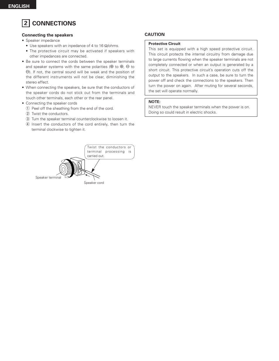 Connections, 2 connections | Denon PMA-SA1 User Manual | Page 8 / 76