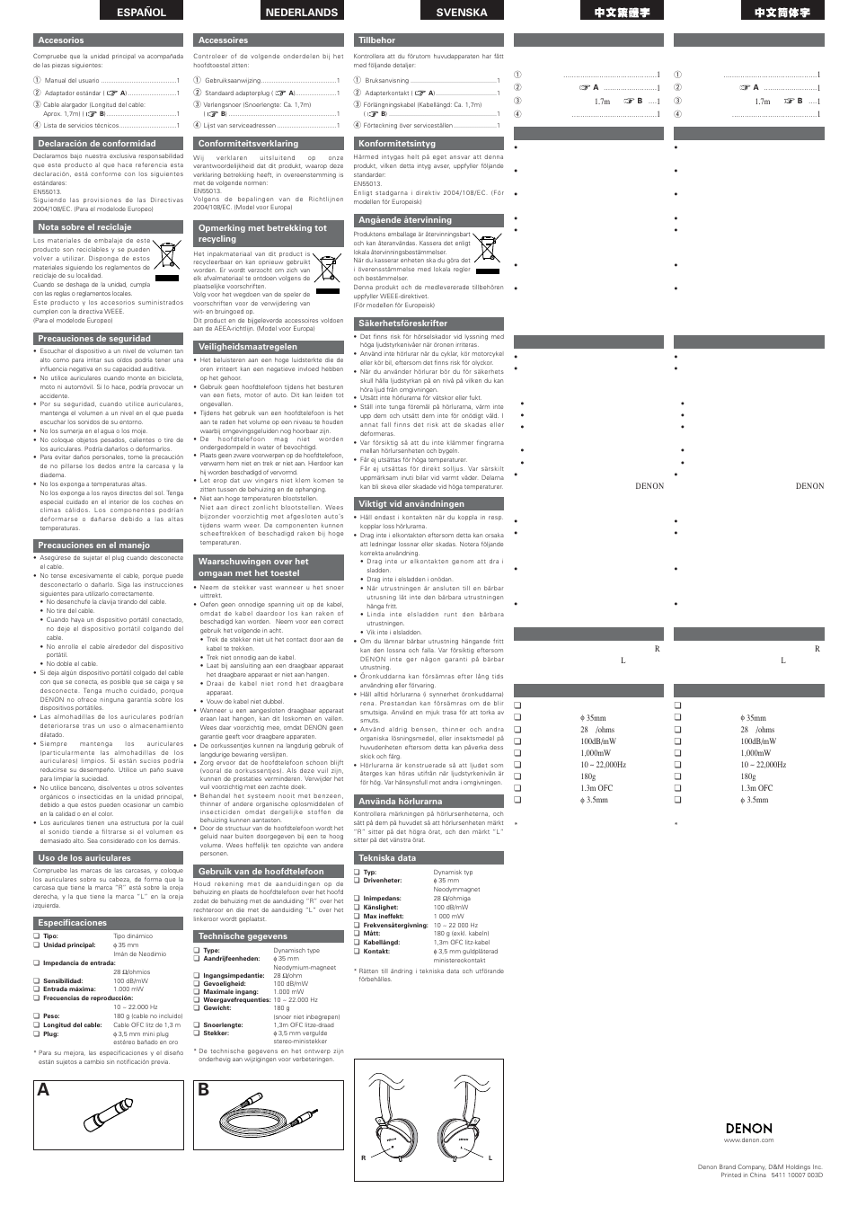 Denon AH-D301 User Manual | Page 2 / 2