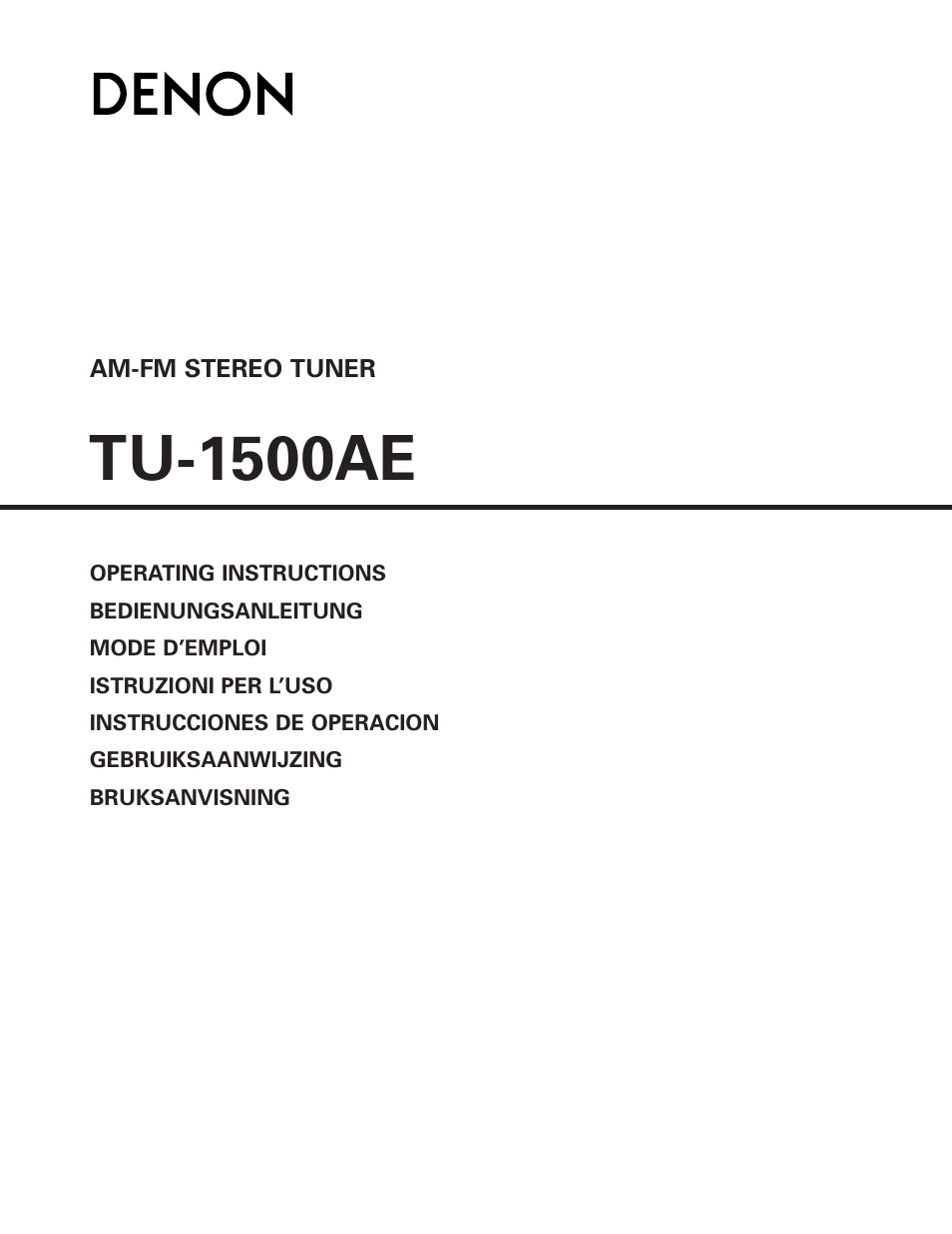 Denon TU-1500AE User Manual | 134 pages