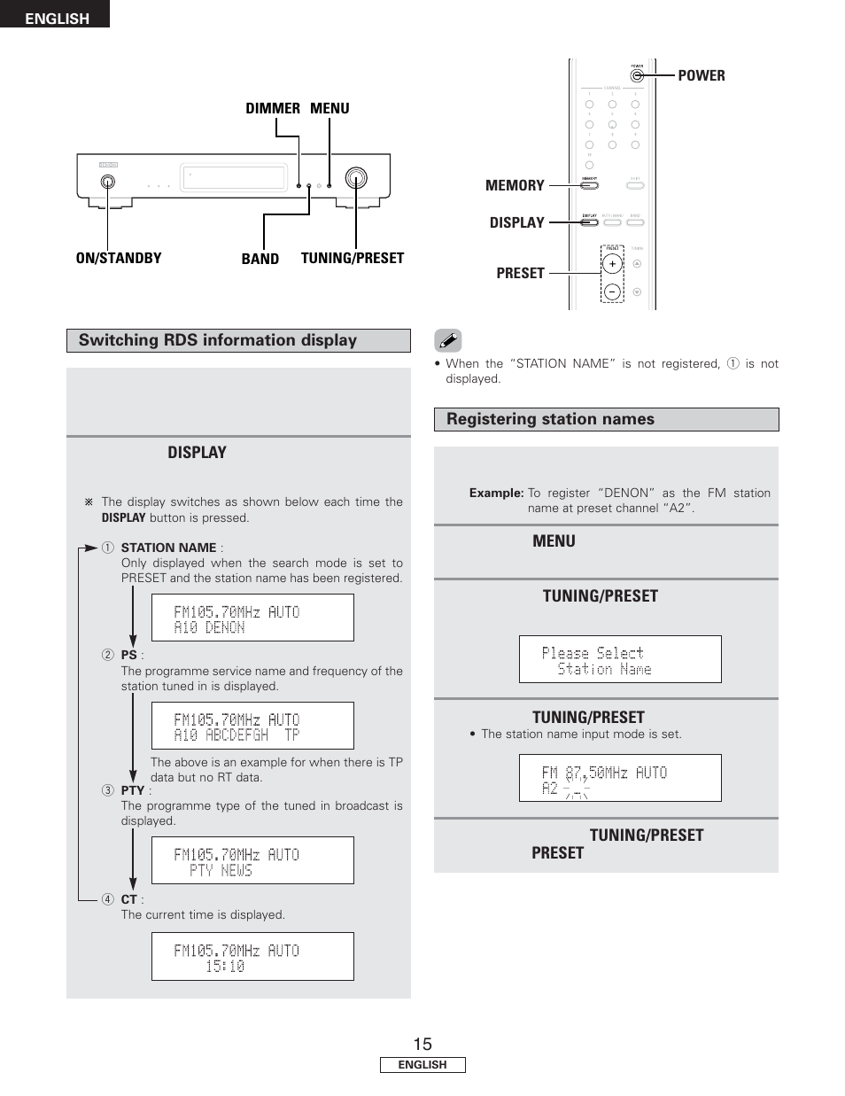 Denon TU-1500AE User Manual | Page 20 / 134