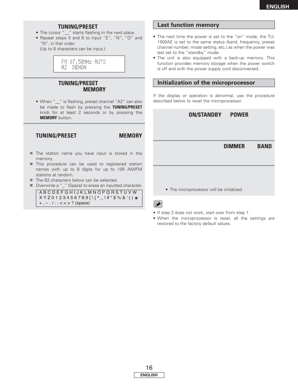 Denon TU-1500AE User Manual | Page 21 / 134