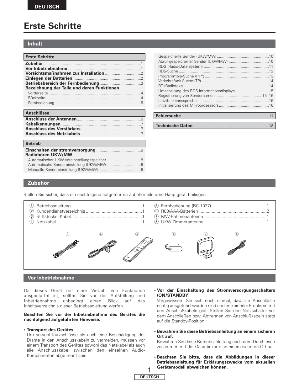 Erste schritte | Denon TU-1500AE User Manual | Page 24 / 134