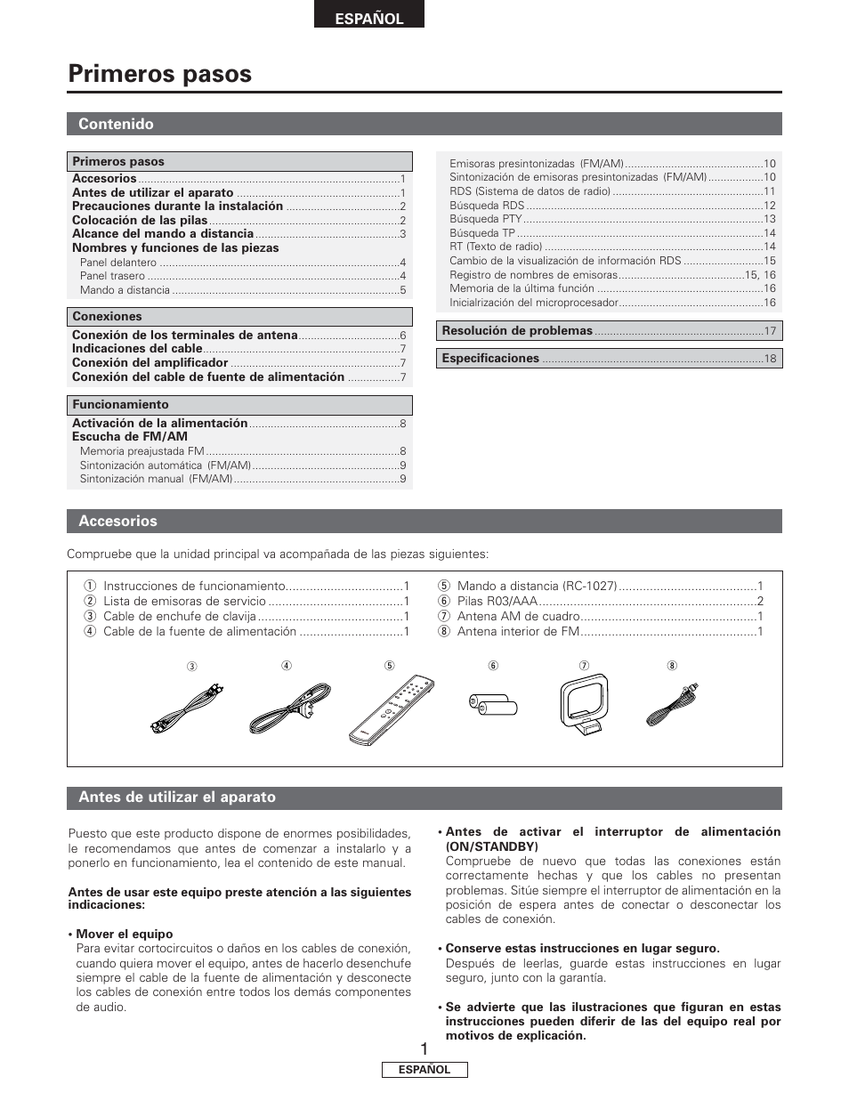 Primeros pasos | Denon TU-1500AE User Manual | Page 78 / 134