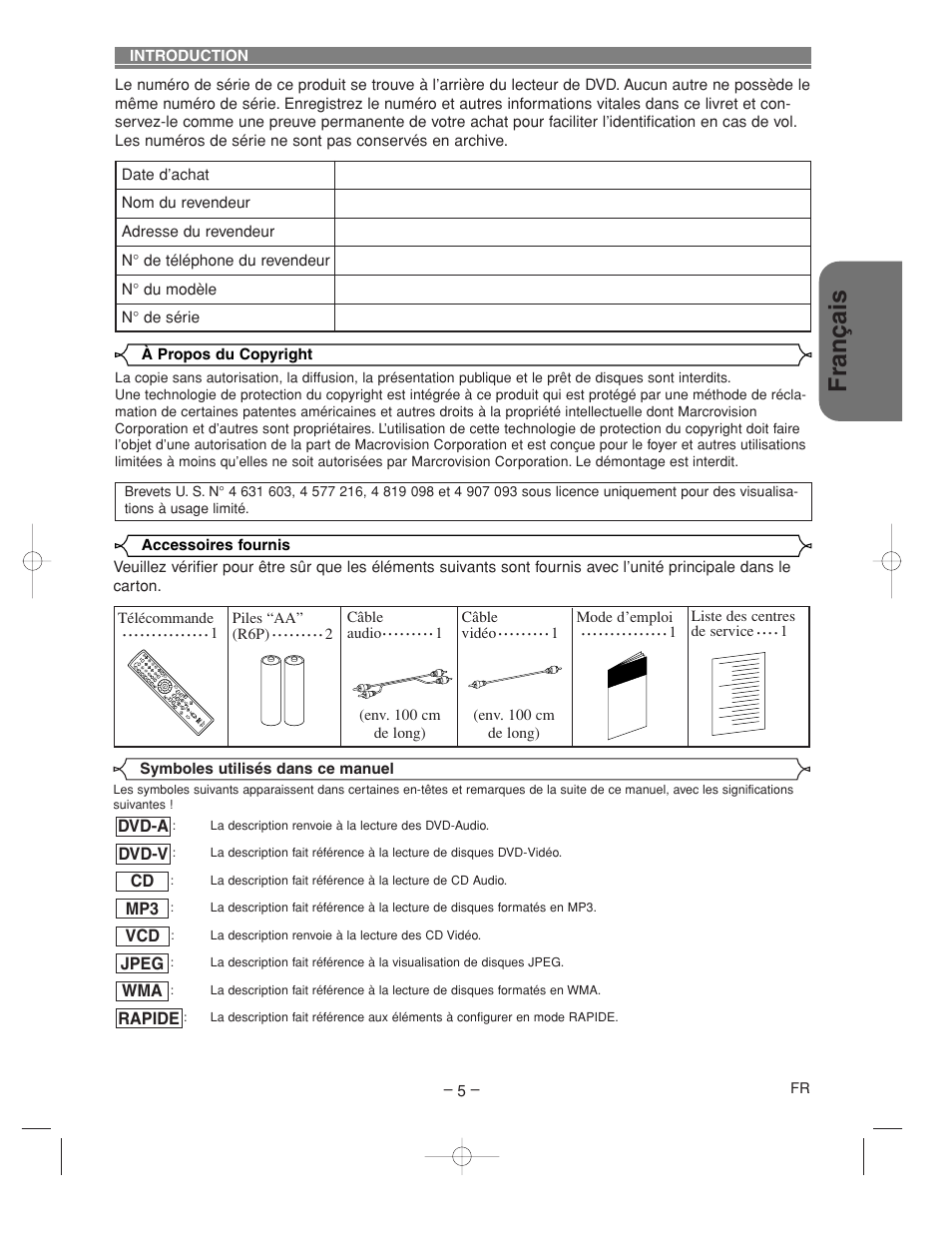 Fran ç ais | Denon DVM-2815 User Manual | Page 35 / 92