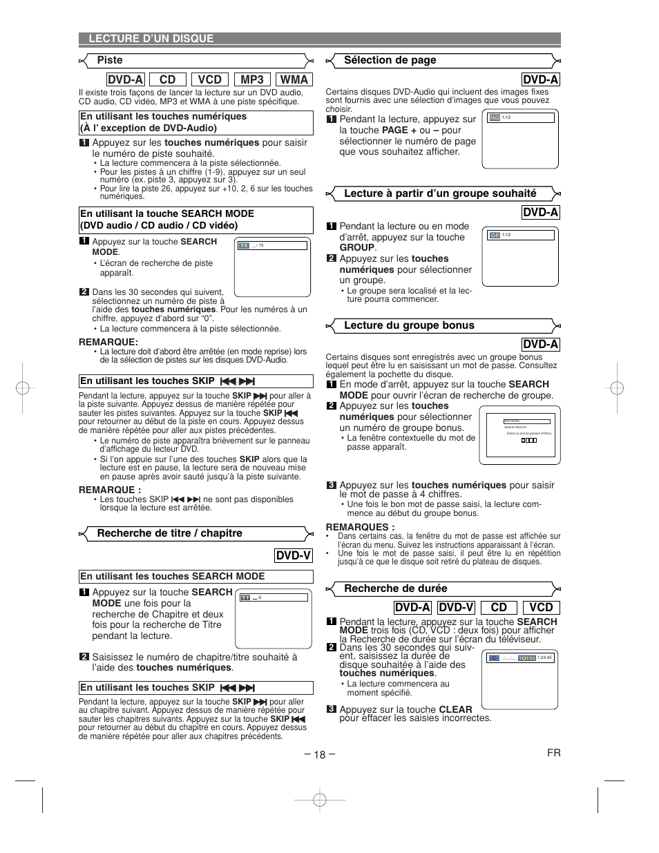 Wma mp3 vcd cd dvd-a, Dvd-v, Vcd cd dvd-v dvd-a | Dvd-a | Denon DVM-2815 User Manual | Page 48 / 92