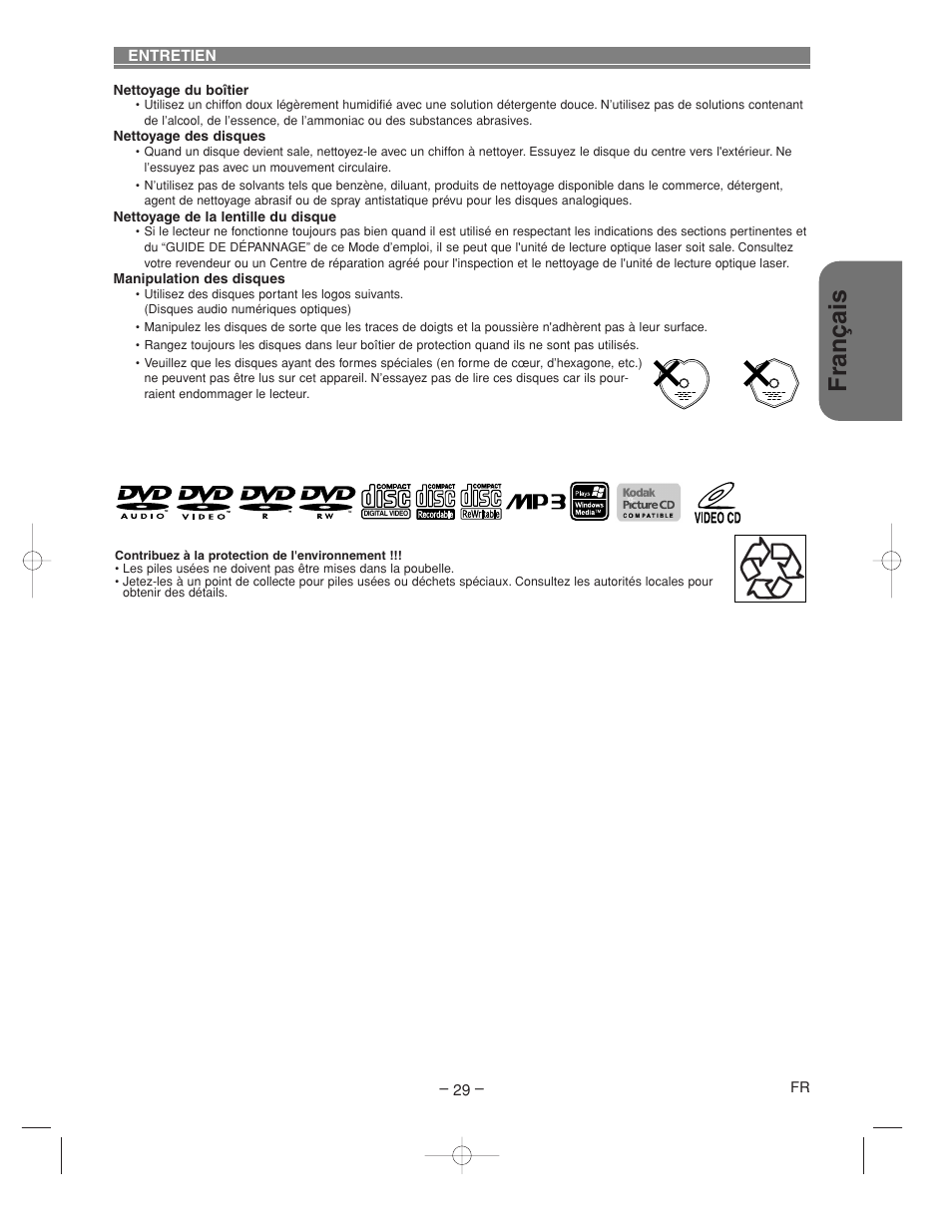 Fran ç ais | Denon DVM-2815 User Manual | Page 59 / 92