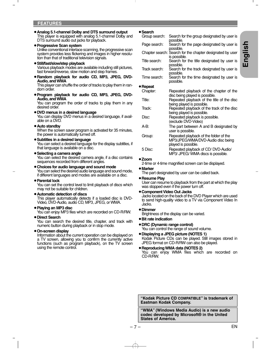 English | Denon DVM-2815 User Manual | Page 7 / 92